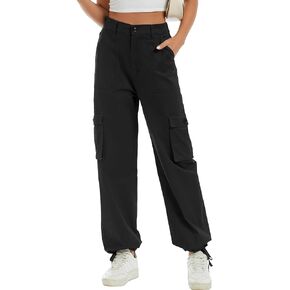 LOCUBE Women's High Waisted Wide Leg Cargo Hiking Pants Casual Tactical Style with 6 Pockets