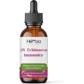 HERBIA 3X Echinacea Immunity Extra Strong Concentrated Organic Echinacea Blend: Immune Support from Echinacea Angustifolia, Purpurea, Root, Herb, and Flower Liquid Alcohol Extract (2 Fluid oz (60ml)) in Saudi Arabia