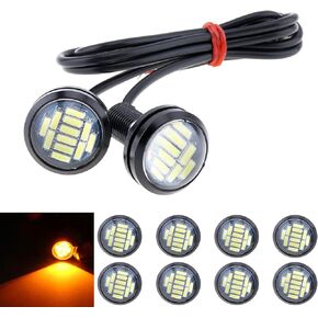 DriSentri 10 قطع 18 ملم سيارة النسر العين DRL LED أضواء النهار الجري LED 12 فولت احتياطية عكس إشارة وقوف السيارات مصابيح السيارات، أصفر in Kuwait