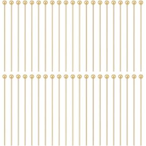 BENECREAT 400PCS Platinum Plated Ball Head Pins 24 Gauge/0.5mm Brass Satin Pins 1.2 Inch/30mm End Headpins Straight Head Pins for Pendant Earring Jewelry Making Findings
