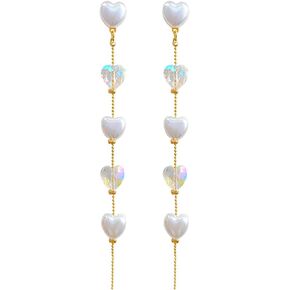 Long Heart Drop Earrings Tassels Pearl Heart Earrings for Women Multi Interlocking Heart Earrings Jewelry for Party