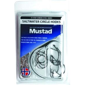 Mustad Saltwater Circle Assortment, 35 Pieces Per Pack Asst