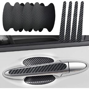 cueclue 4 Pack Car Door Handle Sticker, Carbon Fiber Anti-Scratches Protective Films, Car Door Scratches Protector, Door Handle Side Sticker, Auto Universal Door Handle Decoration Sticker (Black)