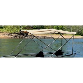 Cypress Rowe Outfitters Beige 3' by 8' Canoe/Kayak Sun Shade/Canopy Bimini top Complete kit, Frame, Canopy, Hardware, Boot, Rear Support Poles