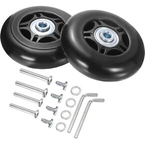 uxcell Luggage Wheels Replacement 72 x 24 mm/2.8" x 0.9" Rubber Swivel Caster Bearing Wheels Repair Kits for Suitcase Inline Outdoor Skate, Black 2Set
