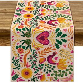 Sunwer Mexican Fiesta Table Runner Mexico Dia De Los Muertos Decoration Cinco De Mayo Party Supply Home Kitchen Dining Room Decor(13" x 72")