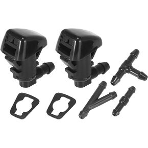 ACROPIX Front Windshield Washer Nozzles Fit for Dodge Nitro with Hose Connector - Pack of 5 Black