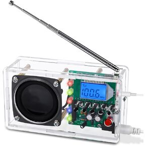 FM Radio Kit, Icstation Soldering Project Radio with LED Flashing Lights DIY Radio Kits with Headphone Jack LCD Display Soldering Practice Kit FM 76-108MHz for Learning Teaching STEM Educational