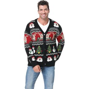 سترة Ouksma Ugly Christmas للرجال والنساء بلوفر محبوك بأكمام طويلة وسترة مبتكرة للحفلات