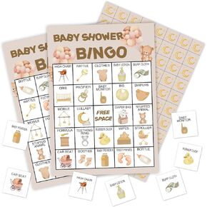 Ziyouza Neutral Gender Bingo - Baby Shower Bingo Games, Balloons Bear Party Bingo, 24 Players Bingo Games for Baby Shower Gender Reveal Party Family Party Activity -10