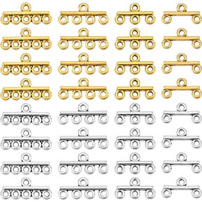 PH PandaHall 80pcs Layering Clasps 2 Colors Necklace Connectors Alloy Multiple Necklace Layering Clasps Layered Spacer Clasp for DIY Earring Necklace Bracelet Jewelry Crafts Making, 2/3/4/5 Holes