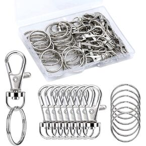 100PCS Swivel Clasps Lanyard Snap Hooks with Key Rings, Swivel Snap Hooks, Keychain Hook, 50 Pcs Large and Small Swivel Hooks, Swivel Clasp with 50 Key Rings for DIY Crafts, Lanyard Making, Pet Collar