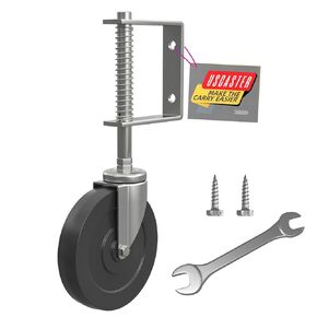 1 Pack Gate Wheel 2inch Gate Caster for Wooden Gate 80lbs Capacity 360 Degree Rotation TPR Rubber Tire Spring-Loaded Gate Wheels with Screws & Screwdriver(Black)