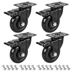 4" Swivel Plate Caster Wheels, PRITEK Heavy Duty Metal Caster Wheels Lock the Top Plate and the Wheels Replacement for Industrial Trailer or Large Home Furniture (bearing 300lbs each, set of 4)