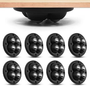 Self Adhesive Caster Wheels Mini Swivel Wheels Stainless Steel Paste Universal Wheel 360 Degree Rotation Sticky Pulley (8, Black)