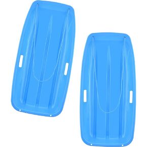 Superio Toboggan Snow Sleds 35" Long (2 Pack) Toboggan Sled with 2 Handles and a Pull Rope, Winter Snow Fun for Kids and Adults