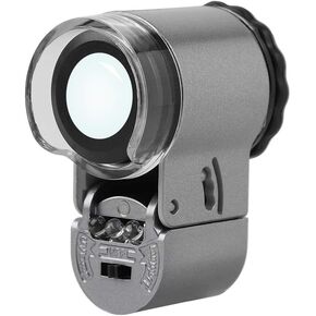 50X Pocket Jewelry Loupe Mini Jewelry Magnifier with UV LED Light Portable Eye Loupe Magnifier Coin Magnifying Glass Microscope Handheld Eye Glass for Jewelry Diamond Stamps Coin Collection