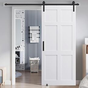 CUAUC 32 "x 80" لوح باب معبأ بخمسة ألواح، باب لوحة DIY، باب الحظيرة الداخلي الحديث، مقاوم للرطوبة، مضاد للتشوه، مثقوب مسبقًا وجاهز للتجميع، مناسب للتعليق المسبق وباب الحظيرة in Kuwait