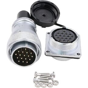 Eonvic WEIPU WS28 24 Pin Connector Waterproof IP67 Metal Male Plug Female Square Socket Panel Mount Aviation Cable Connector (24Pin)