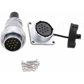 Eonvic WEIPU WS28 24 Pin Connector Waterproof IP67 Metal Male Plug Female Square Socket Panel Mount Aviation Cable Connector (24Pin)