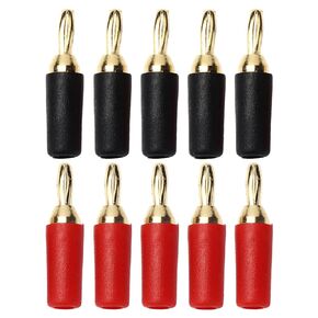Banana Plug Connector 5 Sets 2.5mm Red and Black Brass Gold Plated Banana Plug Soldering Male Speaker Banana Plugs for Speaker Wire