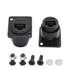 Maixbomr 2Pcs RJ45 Panel Mount Connector,D-Type RJ45 Cat6 Female to Female Through Socket with Install Screw, RJ45 Network Ethernet Extension Coupler Adapter