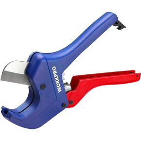 WORKPRO Ratchet PVC Pipe Cutter, Up to 1-5/8", Plastic Pipe and Tubing Cutter for PEX, PVC, PPR, and Plastic Hoses, High-quality Aluminum Die-casting Body with Sharp Stainless Steel Blades