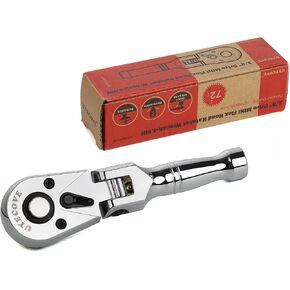 UYECOVE 3/8 Inch Drive Stubby Ratchet, Flex Head Ratchet 3/8 Stubby Ratchet Mini Ratchet Wrench, Socket Wrench, 72 Tooth Quick Release Cr-Mo Head -4.9"/125mm in Kuwait