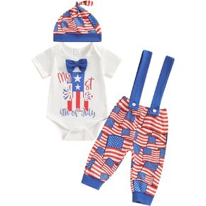 Frietlebird Newborn Baby Boy Clothes Short Sleeve Romper and Pants Hat Infant Boy Coming Home Outfit 3Pcs