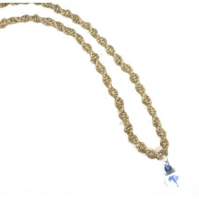 BEACH HEMP JEWELRY Blue Mushroom Necklace Glass Pendant for Women Men Teen Girls Handmade