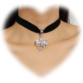 W WEILIRIAN Punk Velvet Choker Necklace Dragon Pendant Necklace Black Velvet Necklace Short Dragon Necklace Suede Cord Necklace Animal Necklace Choker Jewelry for Women and Girls Gifts in Kuwait