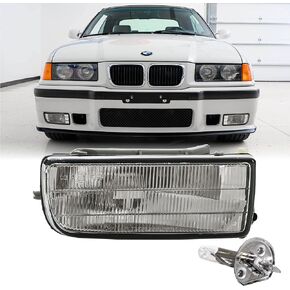 DEPO E36 Fog Lights - Stock Replacement Front Bumper Fog Lamps Assemblies Compatible with 1992-1999 BMW E36 3 Series 2D Coupe/Convertible/Hatchback/ 4D Sedan including M3 (Left + Right, w/ H1 Bulbs)