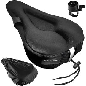 TOMDLING Bike Seat Cushion-Gel Padded Bicycle Seat Cover Men and Women,Soft and Comfortable Seat Cover,with Water and Dust Resistant Cover 11"x7" Black