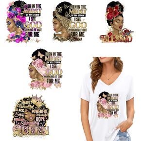 12pcs Iron on Decals Black Girl Iron on Patches Heat Transfer Design Stickers for DIY T-Shirt Clothing Coat Jeans Backpacks. (Black Queendom-12PCS) in Kuwait