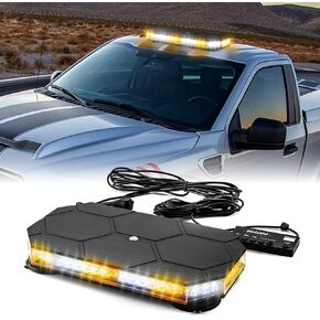 WeiSen Rooftop Strobe Emergency Light Bar with Control Panel, 16 Inch 42 LED Strobe Flashing Lights Beacon Lights for Tow Trucks SUV Pickup Construction Vehicles (Amber/White)
