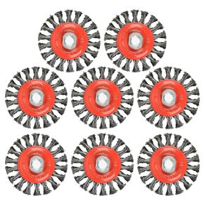 4 Pieces - 4 Inch Twist Knotted Wire Wheel Brush for Grinders and Angle Grinder - 5/8 Inch-11 Threaded Arbor - 0.020 Inch Carbon Steel Wire - Heavy-Duty Conditioning for Metal - 4" x 5/8-Inch | 11 UNC