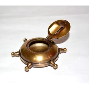 Nautical India 2.75 inch Brass Antique Ashtray - Wheel Unique Table Top Ashtray for Home Hotel Decor - Handmade Item