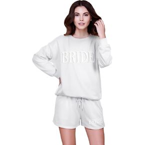 Funnysoft Bride Sweatsuit Includes Bride Sweatshirt and Lounge Shorts Engagement Gift for Bachelorette Bridal Shower in Saudi Arabia