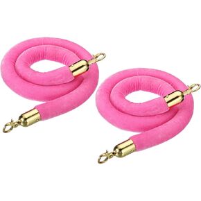 PATIKIL 4 Feet Light Pink Velvet Stanchion Rope, 2 Pack Crowd Control Barrier Rope with Snap Hooks for Posts Stands Queue Divider of Hotel Theater, Golden in Kuwait