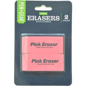 PEN+GEAR Smudge-Proof Pink Erasers 2 Count