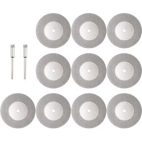 uxcell 10 Pcs 50mm Diamond Coated Cutting Wheels with 2 Pcs 3mm Mandrels for Rotary Tool
