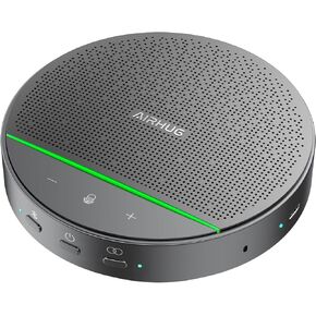 AIRHUG Bluetooth Speakerphone,Conference Speaker and Microphone, 4 Mics 360°Voice Pickup, Noise Cancellation, USB-C Plug and Play, Connect 2 Speakerphones via Bluetooth for 8 attendees