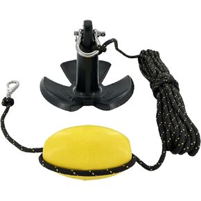 XIALUO Marine River Anchor Kit 12 lb Black PE Coated Kayak Anchor Accessories with 50 ft Rope for Fishing Kayaks, Canoe, Jet Ski, SUP Paddle Board and Small Boats