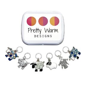 Sheep Stitch Markers for Knitting with Storage Case | Handmade by Pretty Warm Designs | Cute Metal Ring Charm Knit Marker Set Lamb Yarn Sweater Knitter Gifts Christmas Fun Unique Gift Stitch Counter