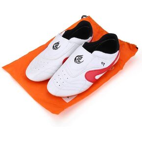 Dilwe Taekwondo Shoes, PU Leather Taekwondo Boxing Shoes Gym Martial Arts Shoes for Adult (38) Red