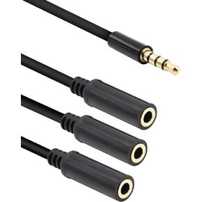 Kallaudo 3.5mm Headphone Splitter 1 to 3-Ways 3.5mm (1/8") TRRS 4-Pole Gold Plated Male to 3-Female Stereo Jack Splitter Audio Cable for Headphone and Microphones(50cm/20in)