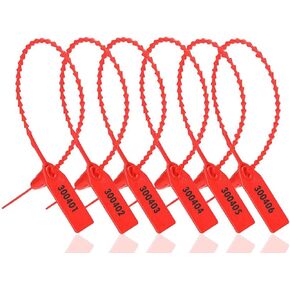 LalaKoo 500 Pcs Plastic Tamper Seals - Fire Extinguisher Tags Seals Disposable Security Tags Seals Numbered Zip Ties Labels Self Locking 250mm (Red) in Kuwait