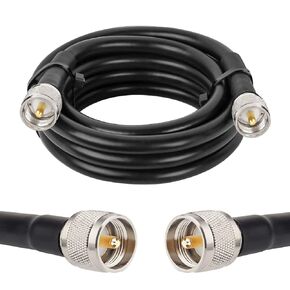 MOOKEERF PL259 UHF Cable 25ft, KMR400 PL259 Male to Male Coaxial Cable Low Loss CB Coax Cable for HAM Radio, VHF Radio, SWR Meter, Antenna Analy