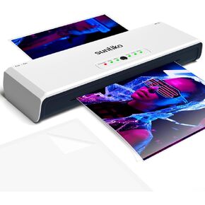 Laminator, A3 Laminator Machine, 4 Rollers Thermal Laminator, Quick Warm-Up, Fast Laminating Machine with 10 Laminating Pouches for Home Office School Use