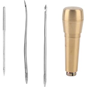 Leather Sewing Awl Hand Stitch Leather Sewing Needle Tool Kit Set with Brass Handle for Shoe Repair
